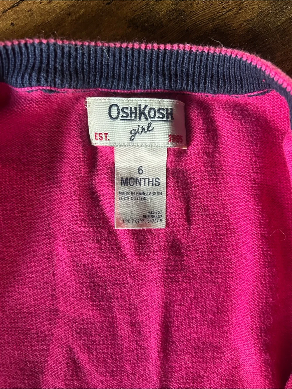 OshKosh B'gosh Bright Pink Baby Sweater with Butterfly Overall Dress